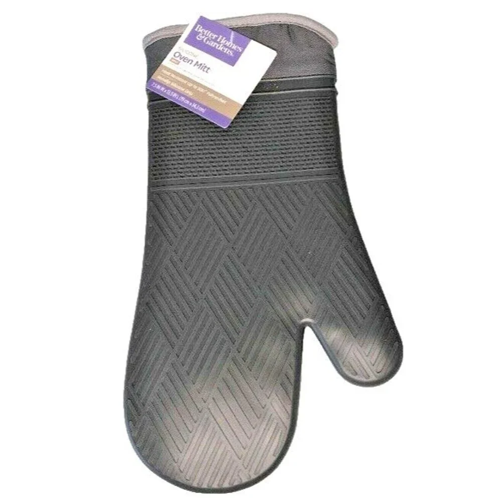 Better Homes & Gardens Kitchen Oven Mitts Set of 2 Grey Silicone Texturized